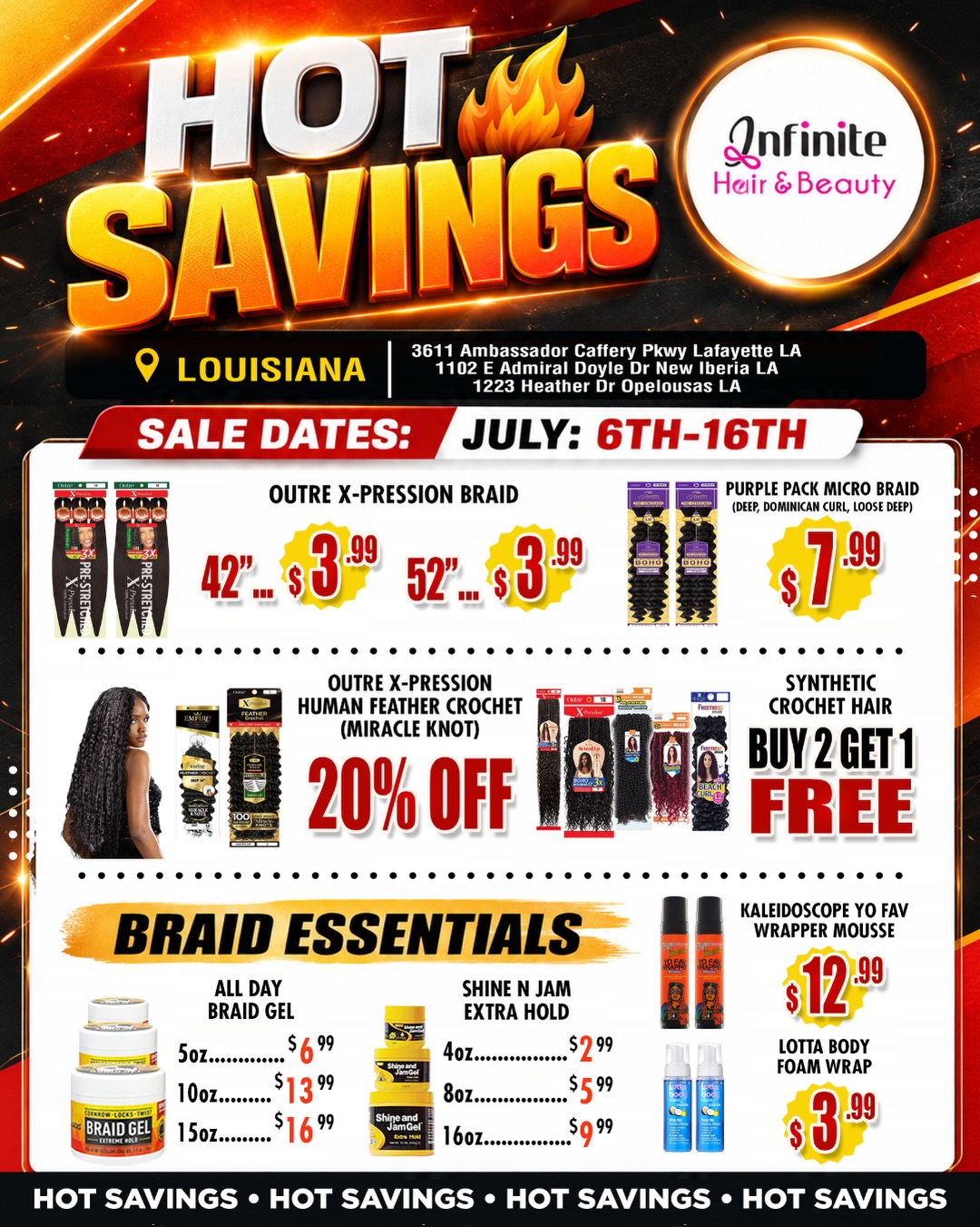 Infinite Beauty Lafayette Facebook ad: SUMMER SAVINGS SALE