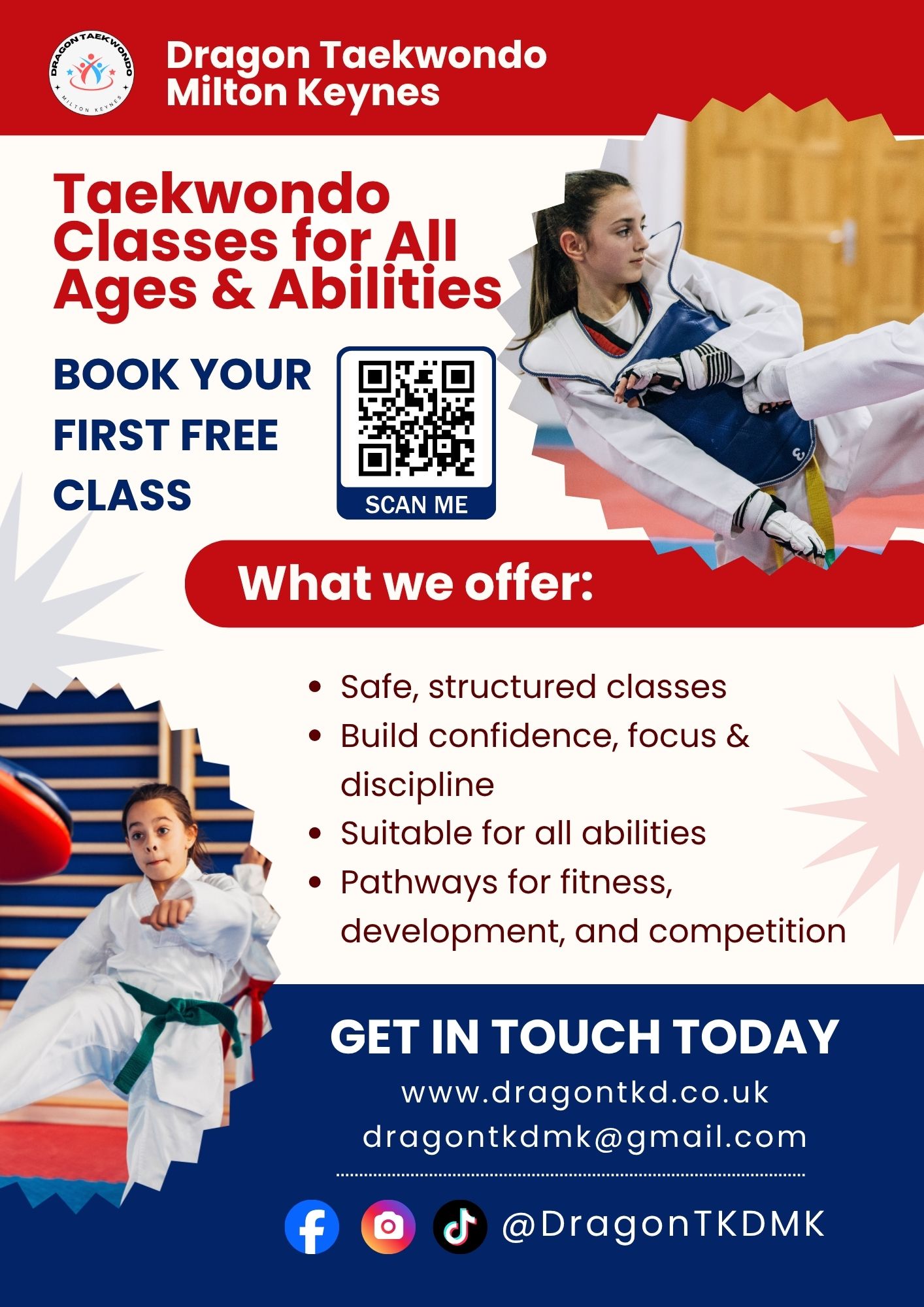Dragon Taekwondo Milton Keynes Facebook ad: New Taekwondo Classes Starting This May!