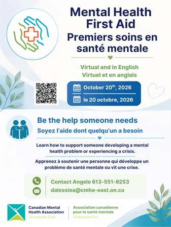 CMHA Champlain East / ACSM Champlain Est Facebook ad: 𝐁𝐞 𝐭𝐡𝐞 𝐡𝐞𝐥𝐩 𝐬𝐨𝐦𝐞𝐨𝐧𝐞 𝐧𝐞𝐞𝐝𝐬.