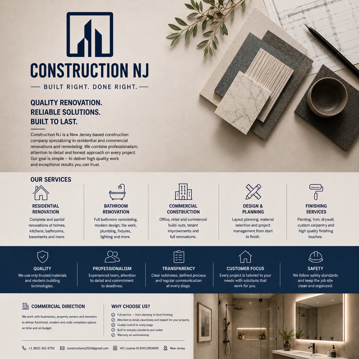 Construction NJ Home Improvements Facebook ad: Free Bathroom Estimate