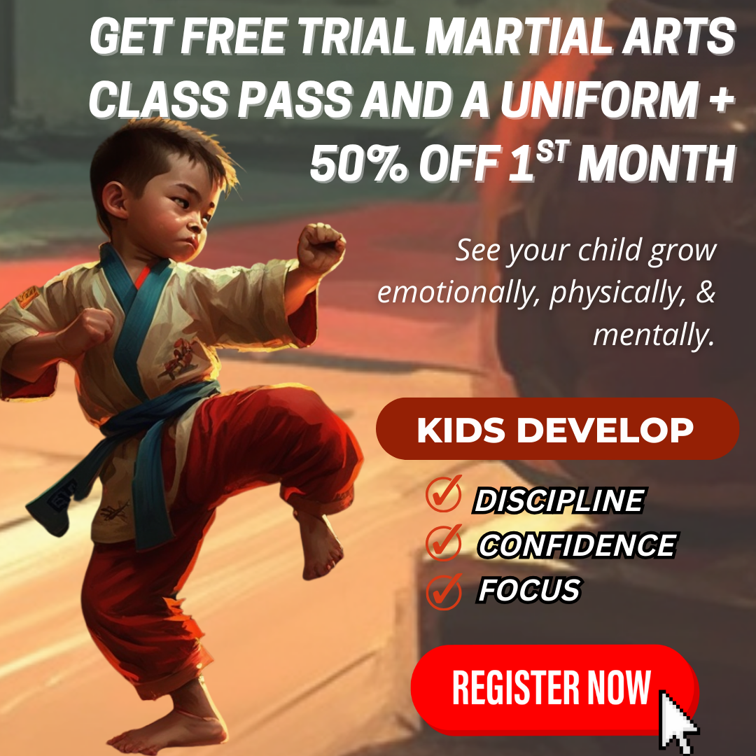 Premier Martial Arts Burlington Facebook ad: FREE First Martial Arts Lesson And A Uniform + 50% OFF…