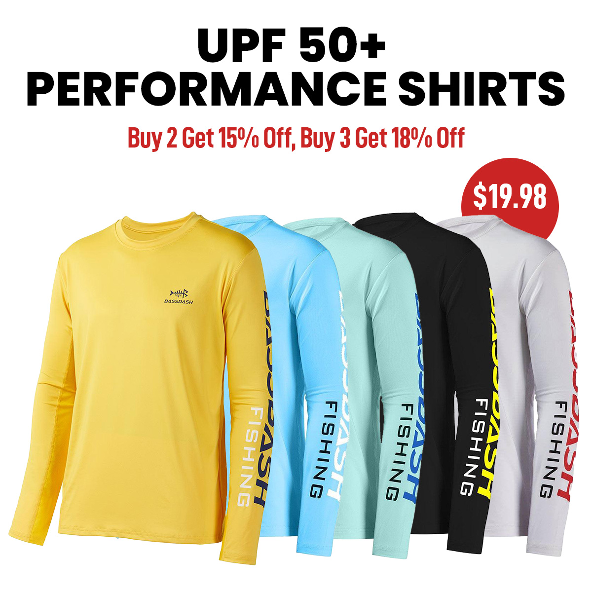 Bassdash Facebook ad: Buy 2 get 15% off, code: 15UPF