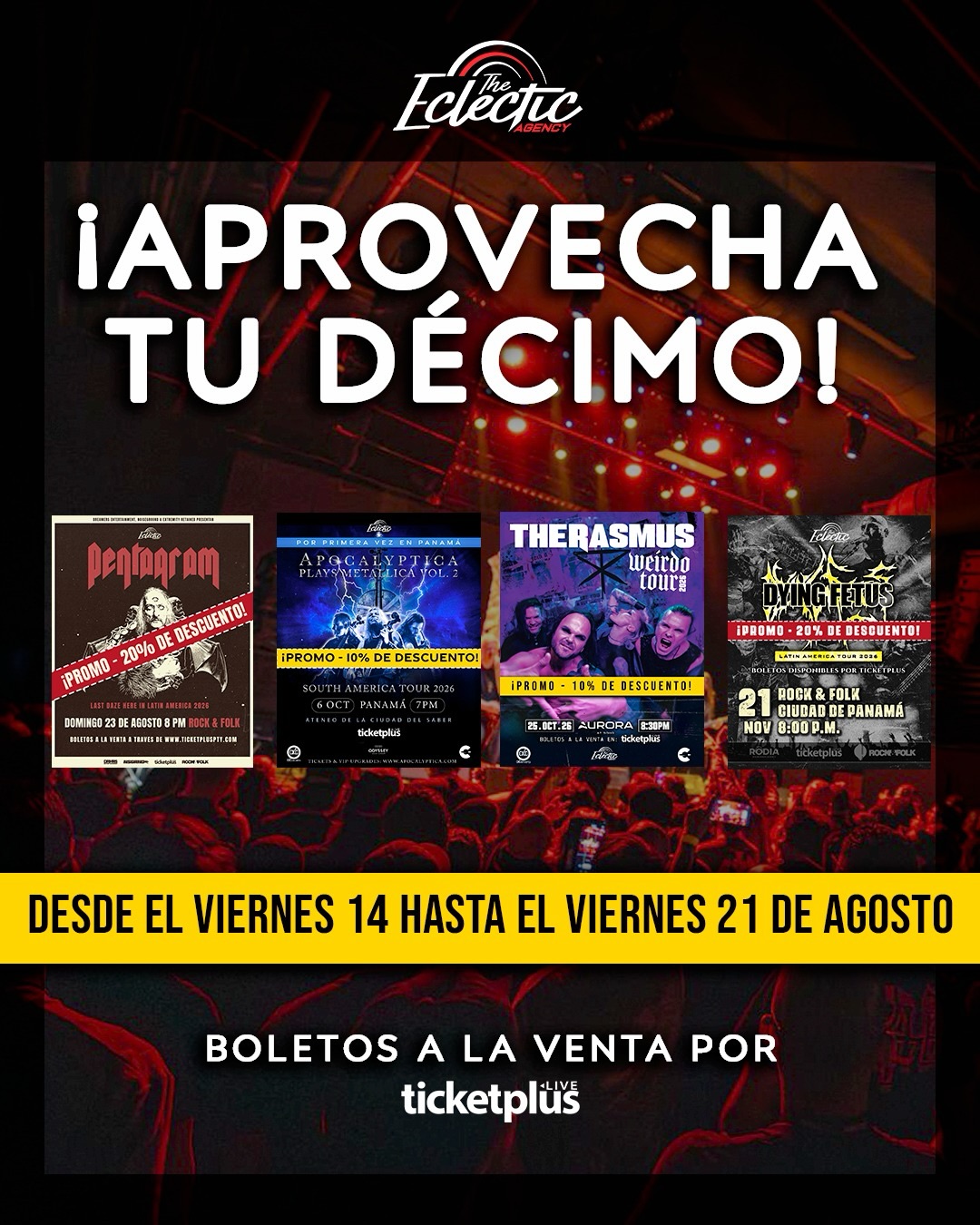 Ticketplus Panama Facebook ad: ¡Llegó el décimo y también los descuentos!