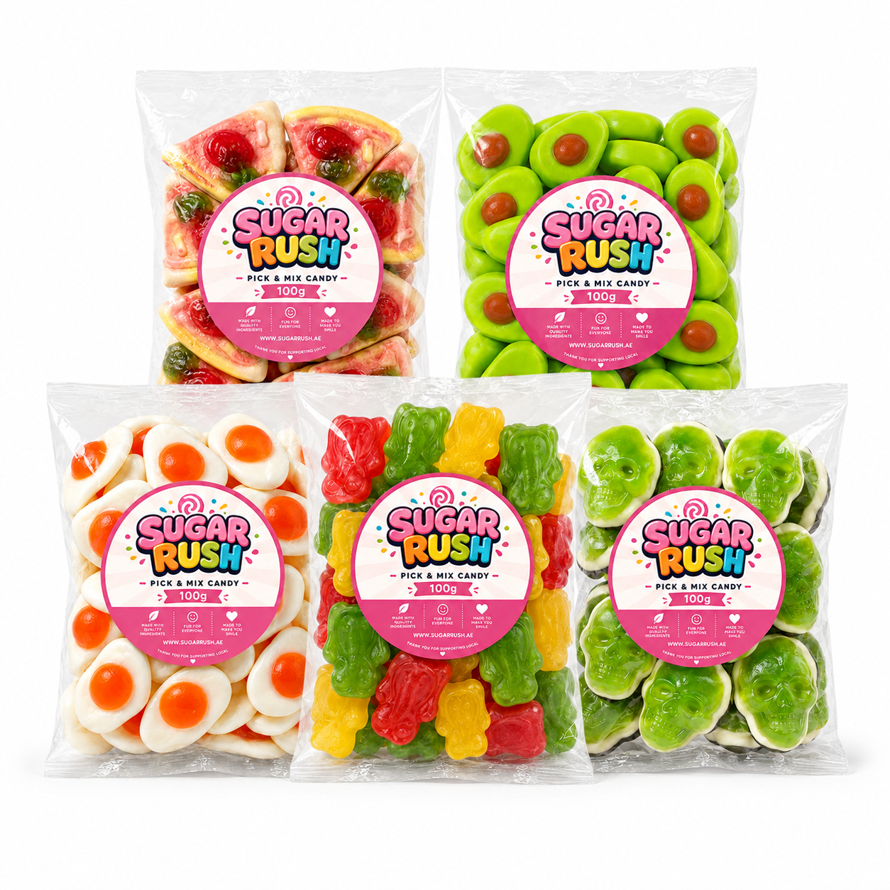 Sugar Rush UAE Facebook ad: Shop 5-Pack Sweet Bundles