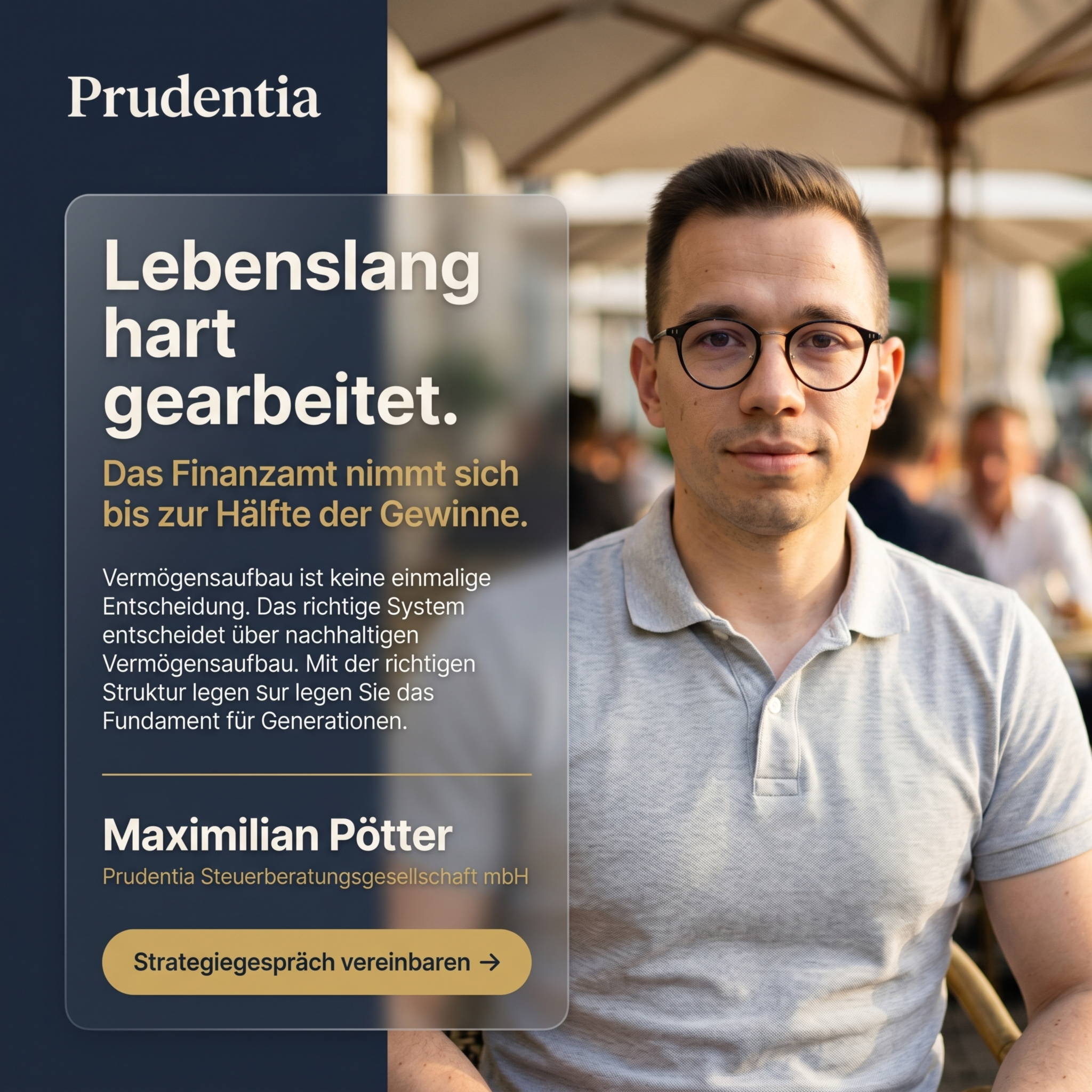 StB Pötter Facebook ad: Steuern halbieren als Einzelunternehmer, legal