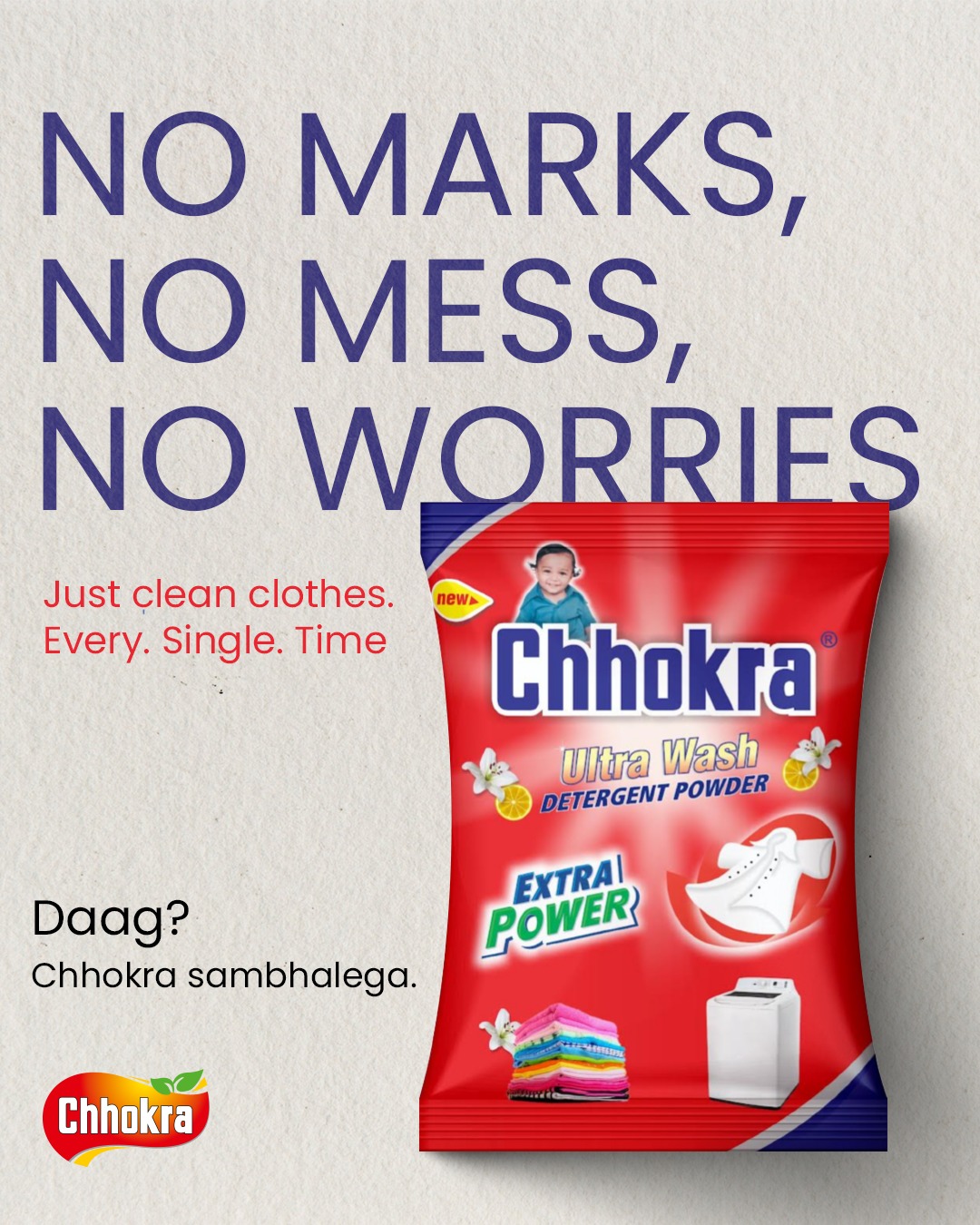 Chhokra Facebook ad: Laundry is easy with Chhokra: No Marks, No…