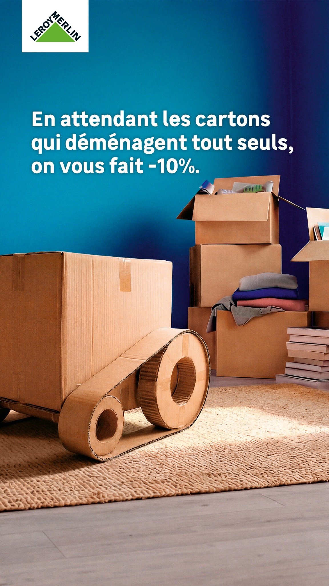 LEROY MERLIN Facebook ad: -10% sur tous vos achats pour emménager