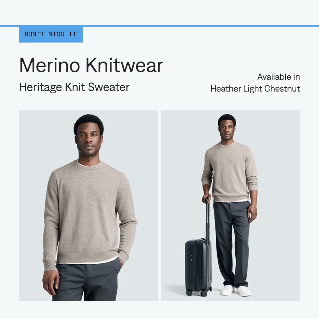 Unbound Merino Facebook ad: Pack Light, Look Polished