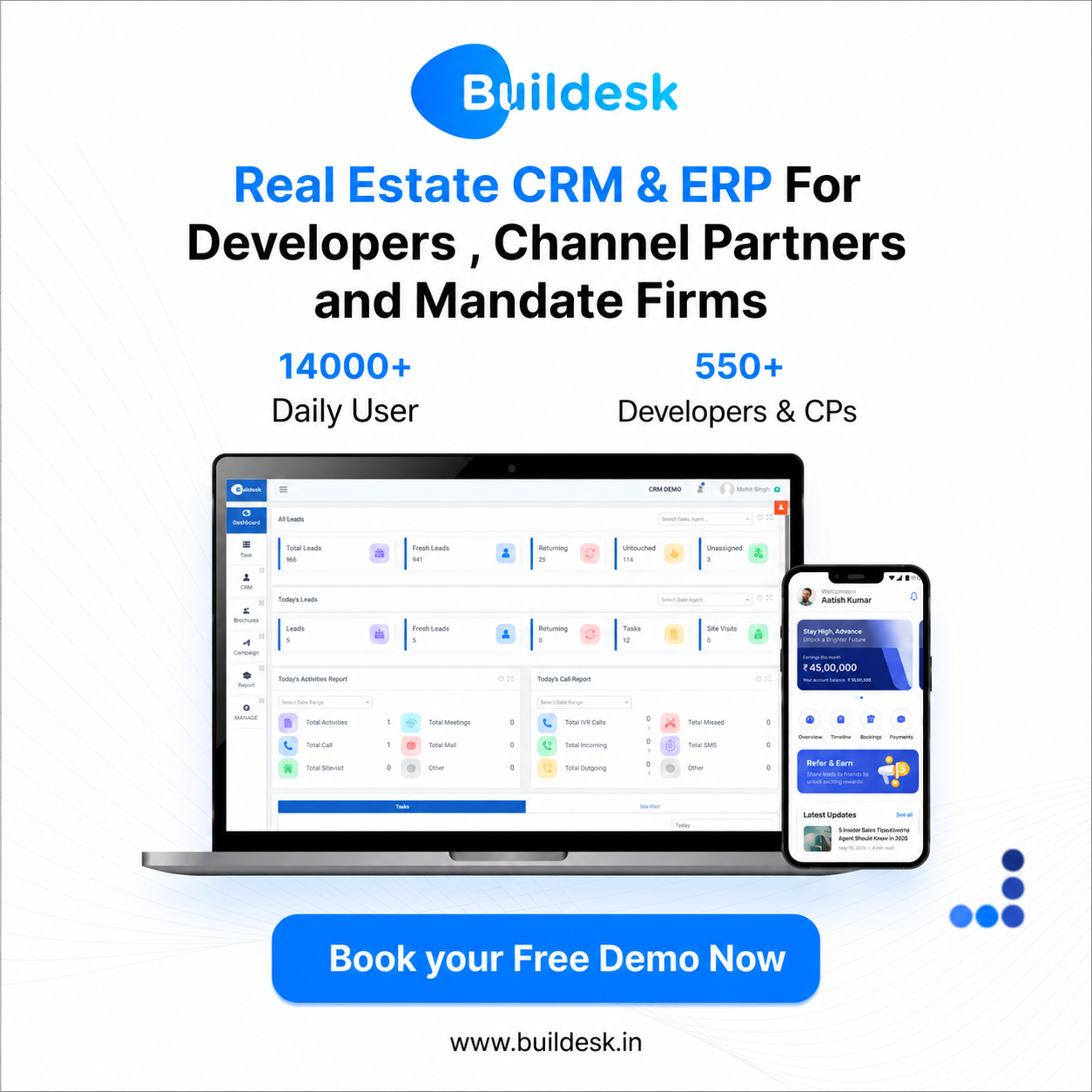 Buildesk CRM Facebook ad: Book More Site Visits With Buildesk CRM