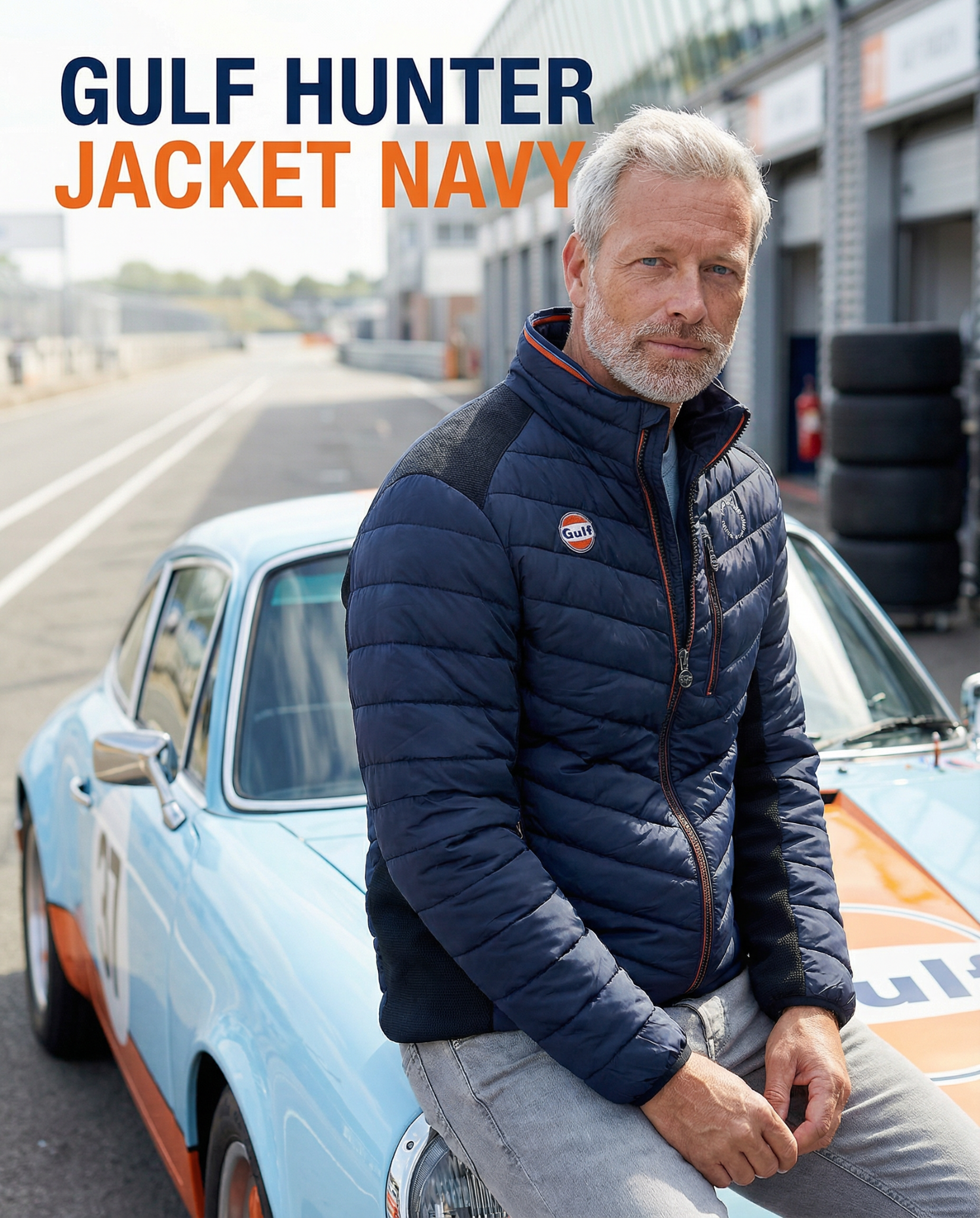 Grandprix Originals Facebook ad: Gulf Hunter Jacket navy - Collection 2026