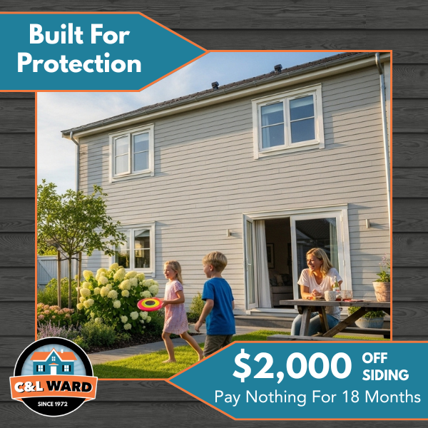 C&L Ward Facebook ad: $2,000 Off Siding Plus 18 Months No Payments