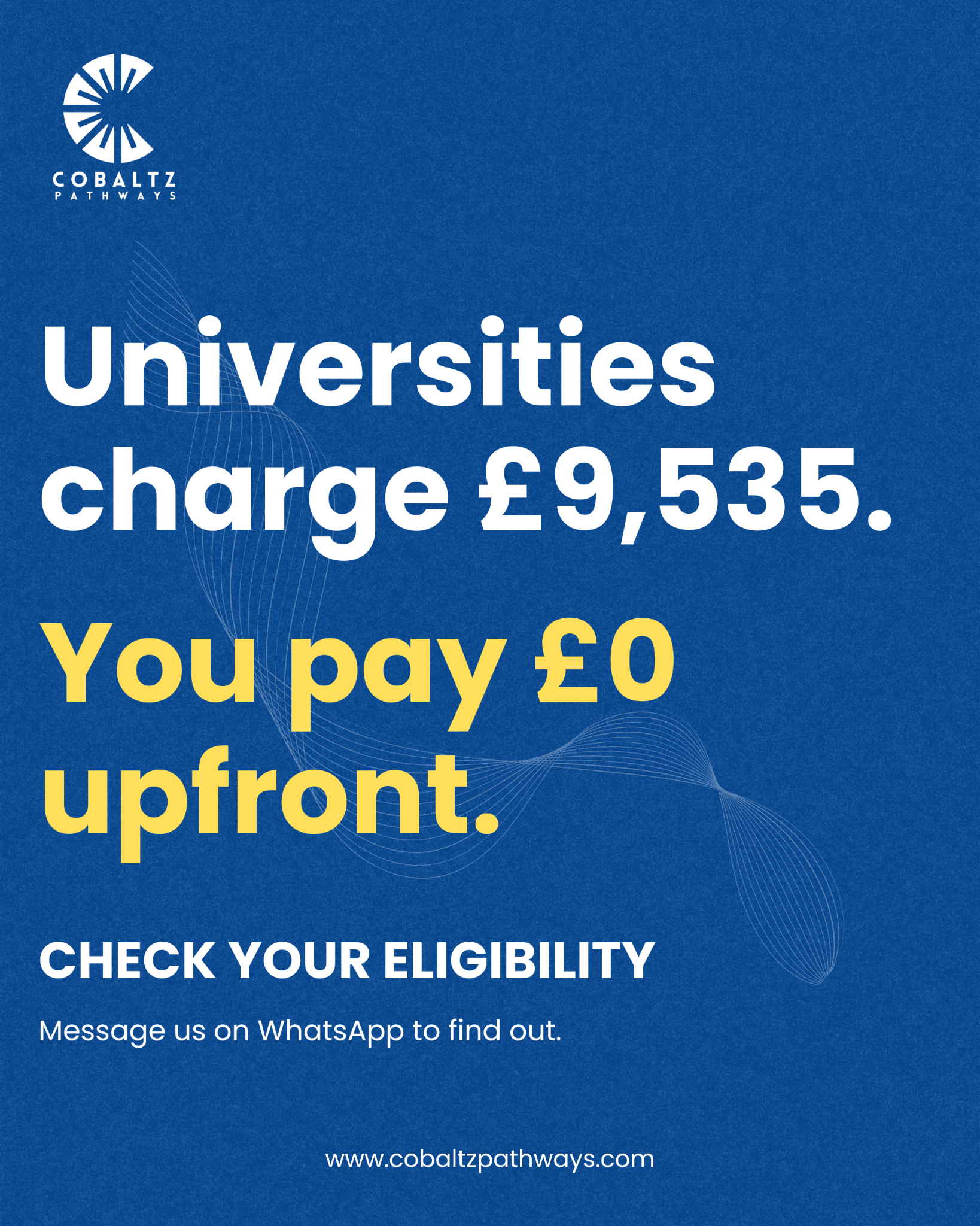 Cobaltz Pathways Facebook ad: Tuition paid. You just show up.