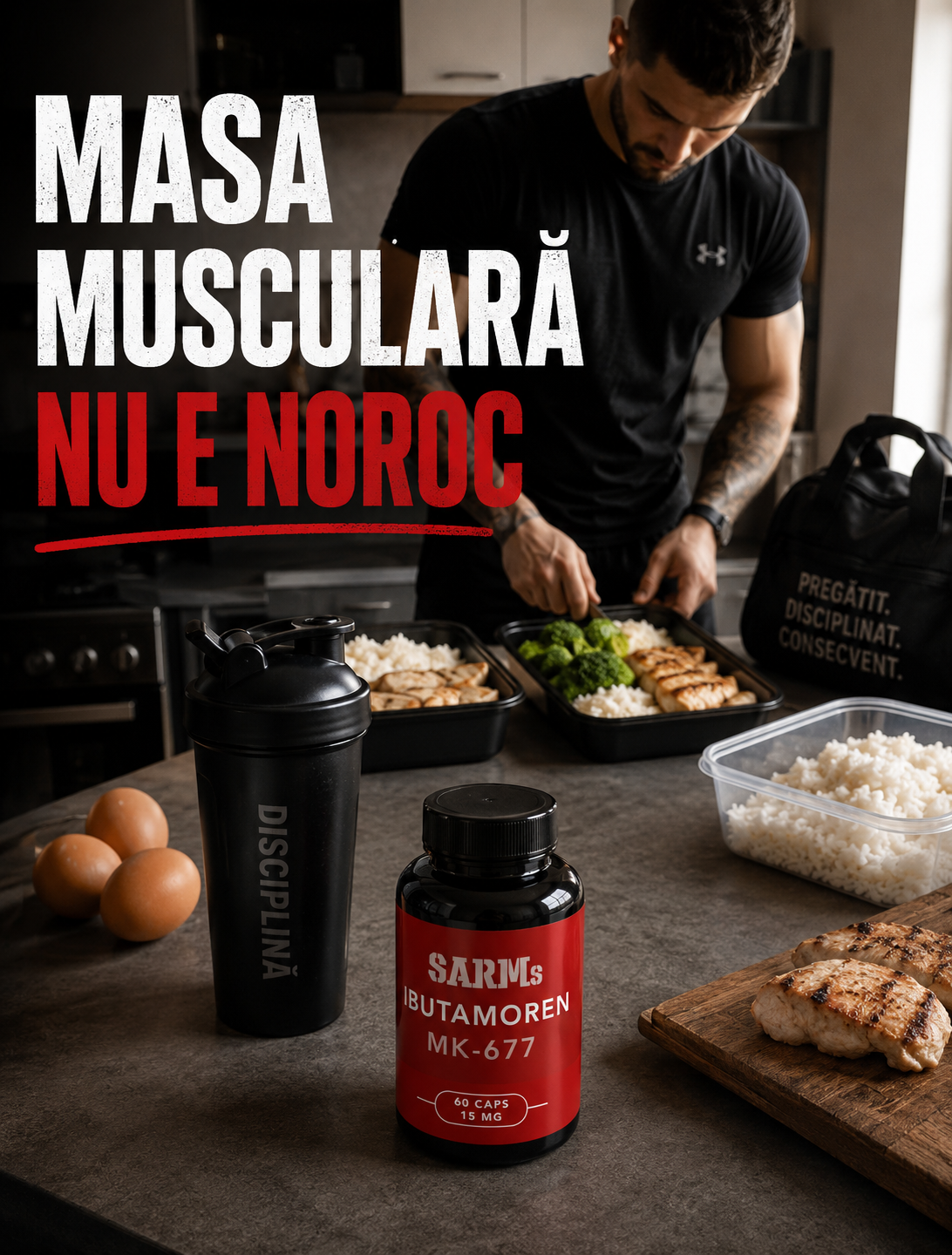 SARMs Facebook ad: Focus. Disciplină. Rutină.
