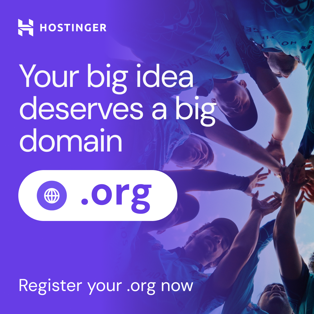 Hostinger Facebook ad: Domains from $0.99