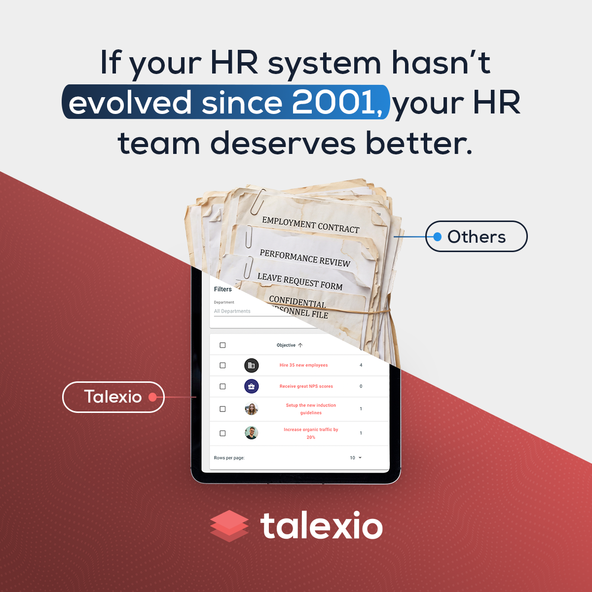 Talexio Facebook ad: Has your HR system kept up with your business?