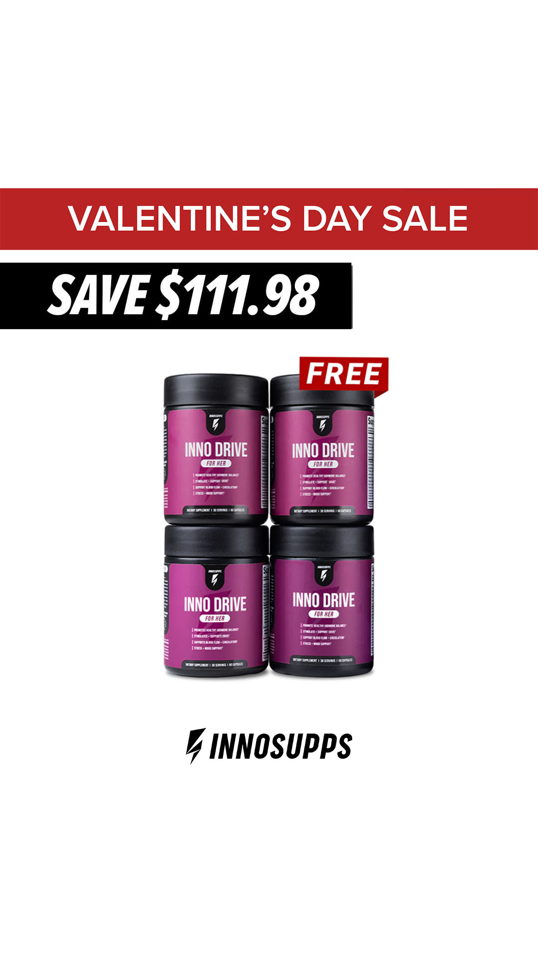 Inno Drive: For Her by Inno Supps Facebook ad from Feb 12, 2026
