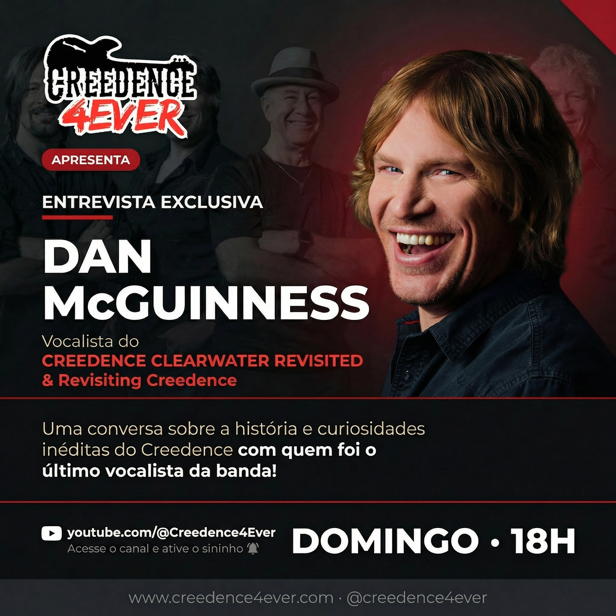 Creedence 4Ever Facebook ad: ENTREVISTA COM O VOCALISTA ATUAL DO CREEDENCE - DOMINGO 18H