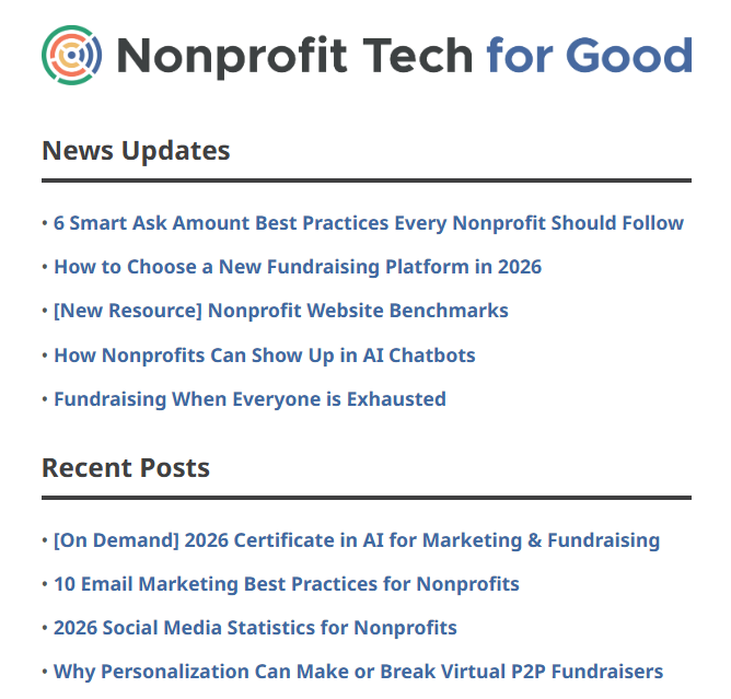Nonprofit Tech for Good Facebook ad: Subscribe to Nonprofit Tech for Good!