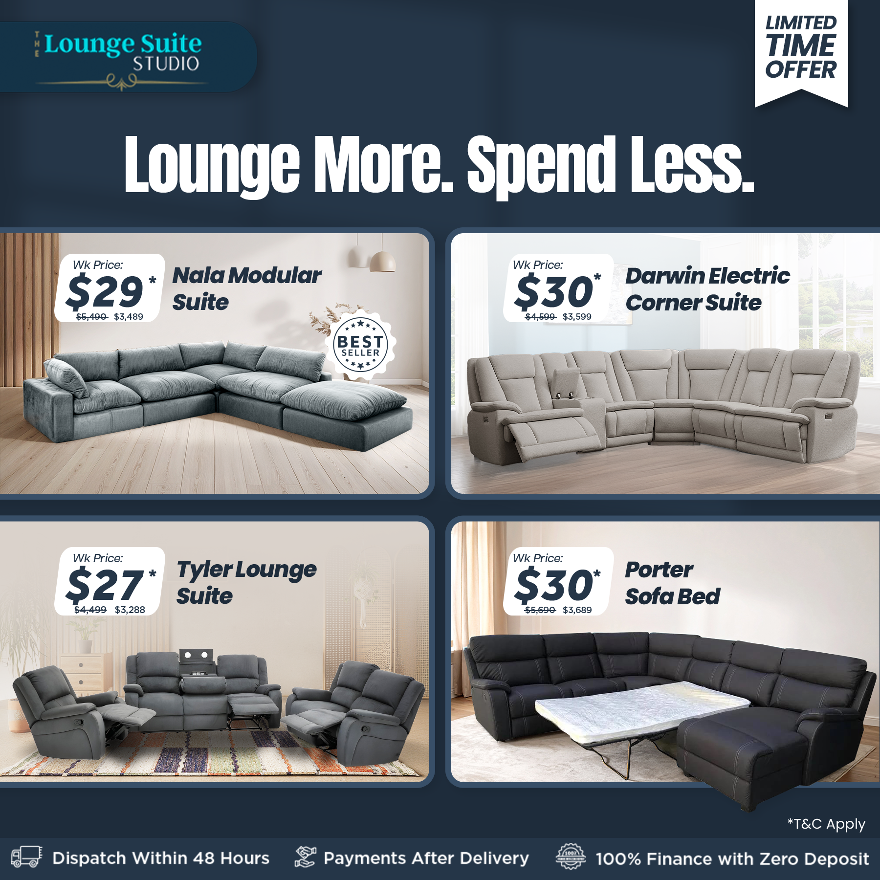 The Lounge Suite Studio Facebook ad: Super Saver Sale | Upto 60% Off | Buy Now