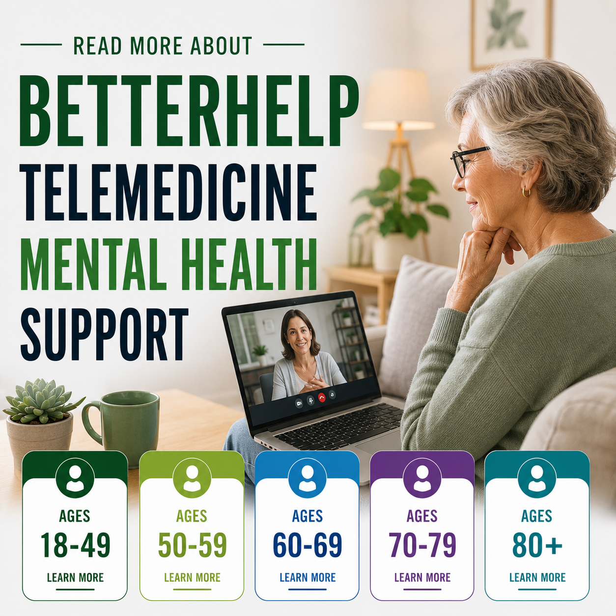 Logic & Luxury Facebook ad: Read more BetterHelp Telemedicine Mental Health Support