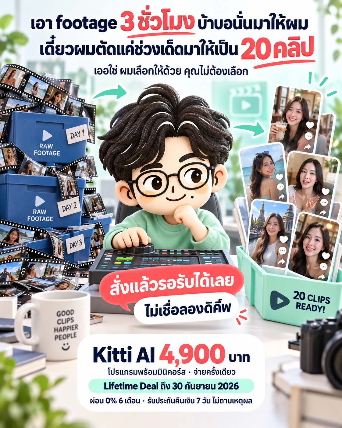 The AI Mission by Ontheway Academy Facebook ad: Kitti โปรแกรมพร้อมมินิคอร์ส 4,900 บาท