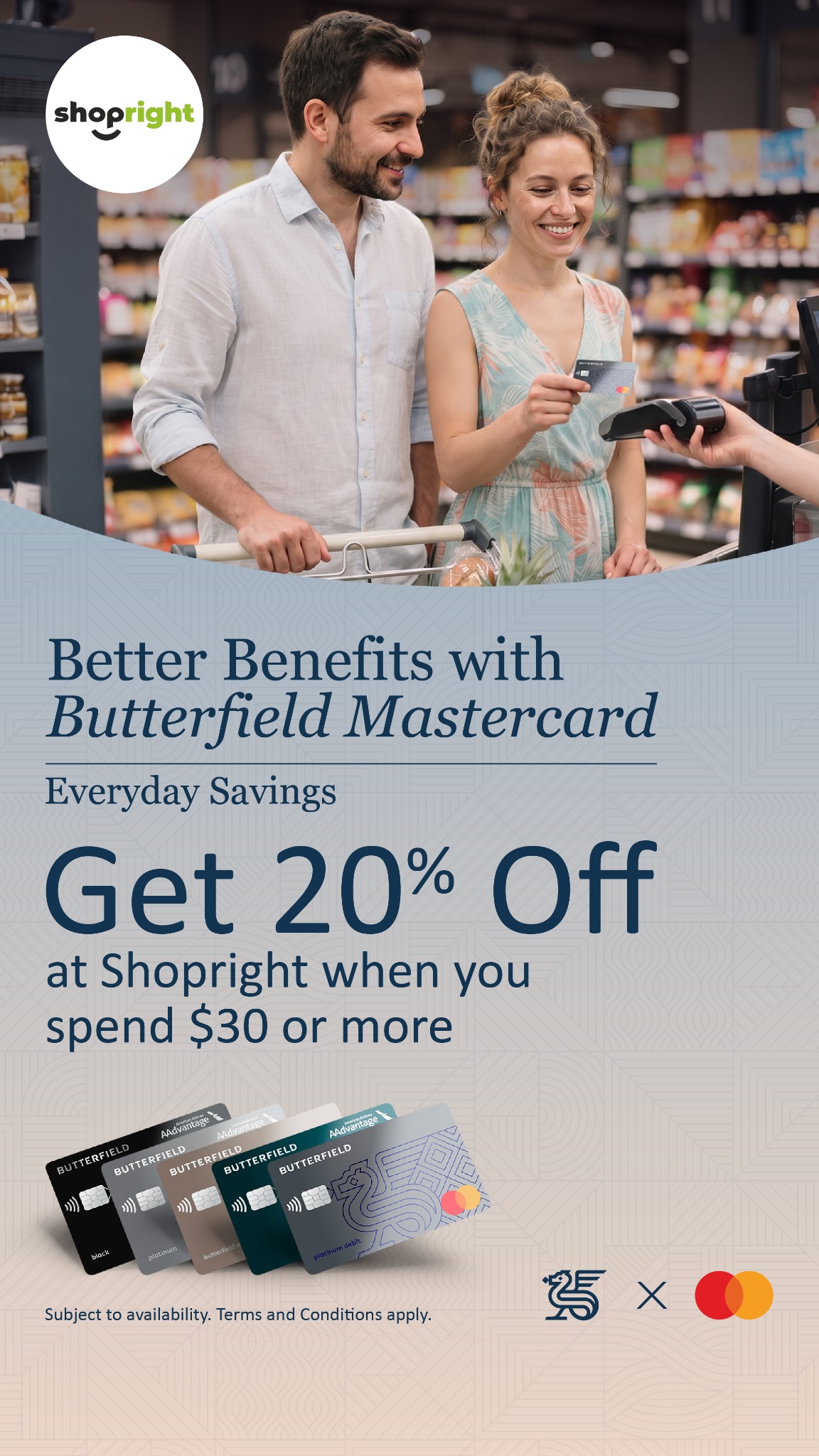 Butterfield Cayman Facebook ad: Turn your grocery run into extra savings.