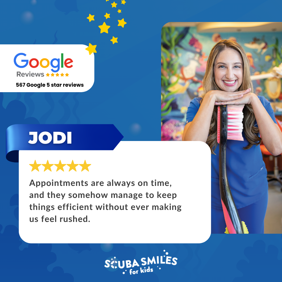 Scuba Smiles for Kids Facebook ad: Parents love that Scuba Smiles runs on time…