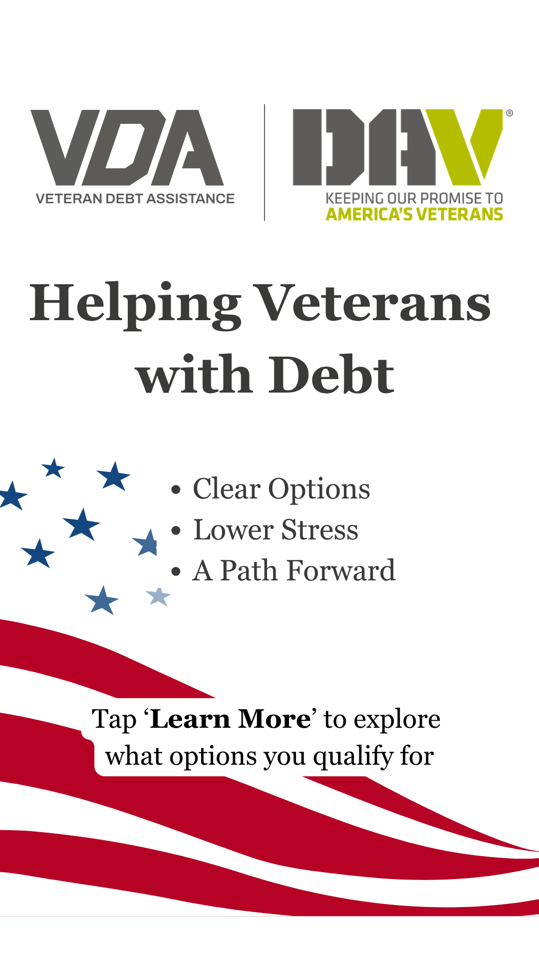 Veteran Debt Assistance Facebook ad