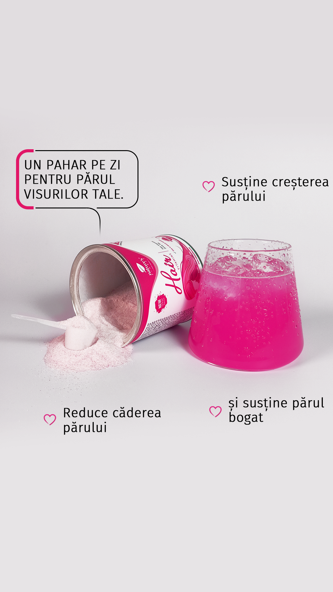 Nature's Finest Romania Facebook ad: Vitamine pentru o creștere rapidă a părului