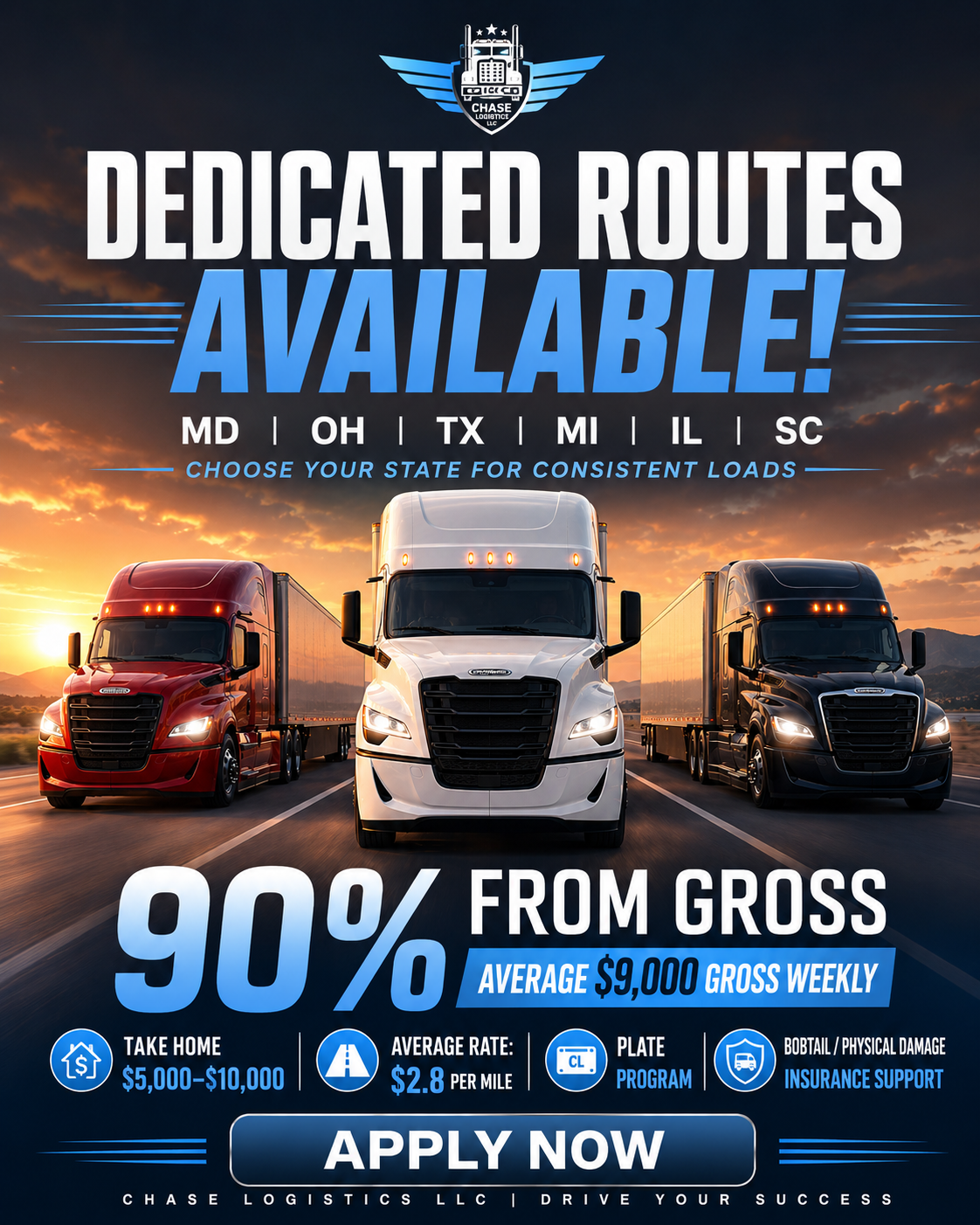 Chase logistics LLC Facebook ad from May 23, 2026