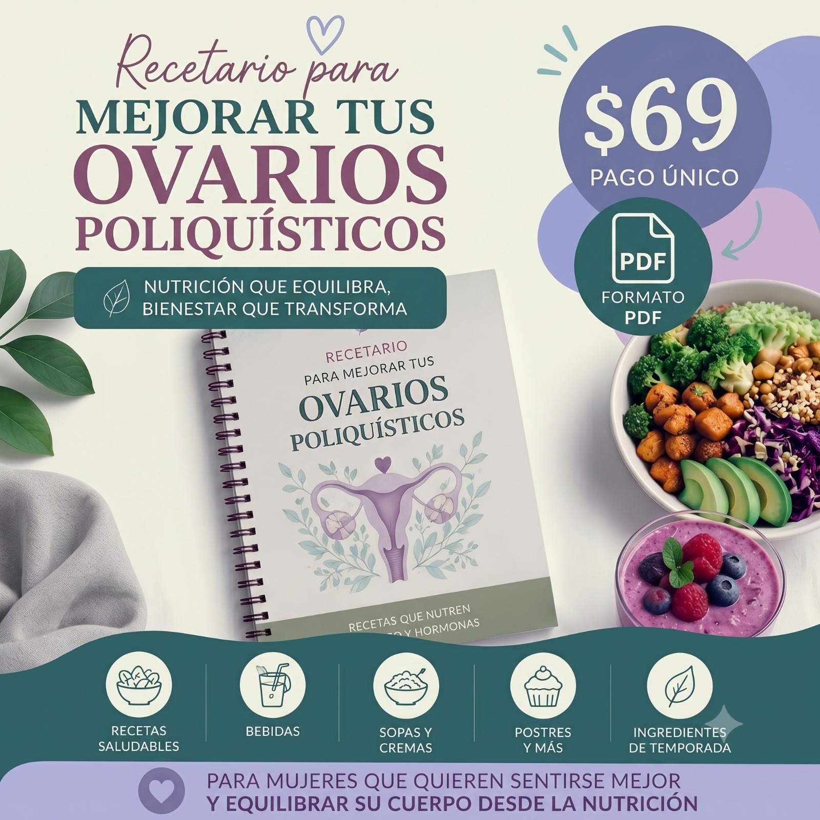 Gana salud y pierde peso con Guadalupe Trejo Facebook ad: Recetario Digital SOP | $69 MXN