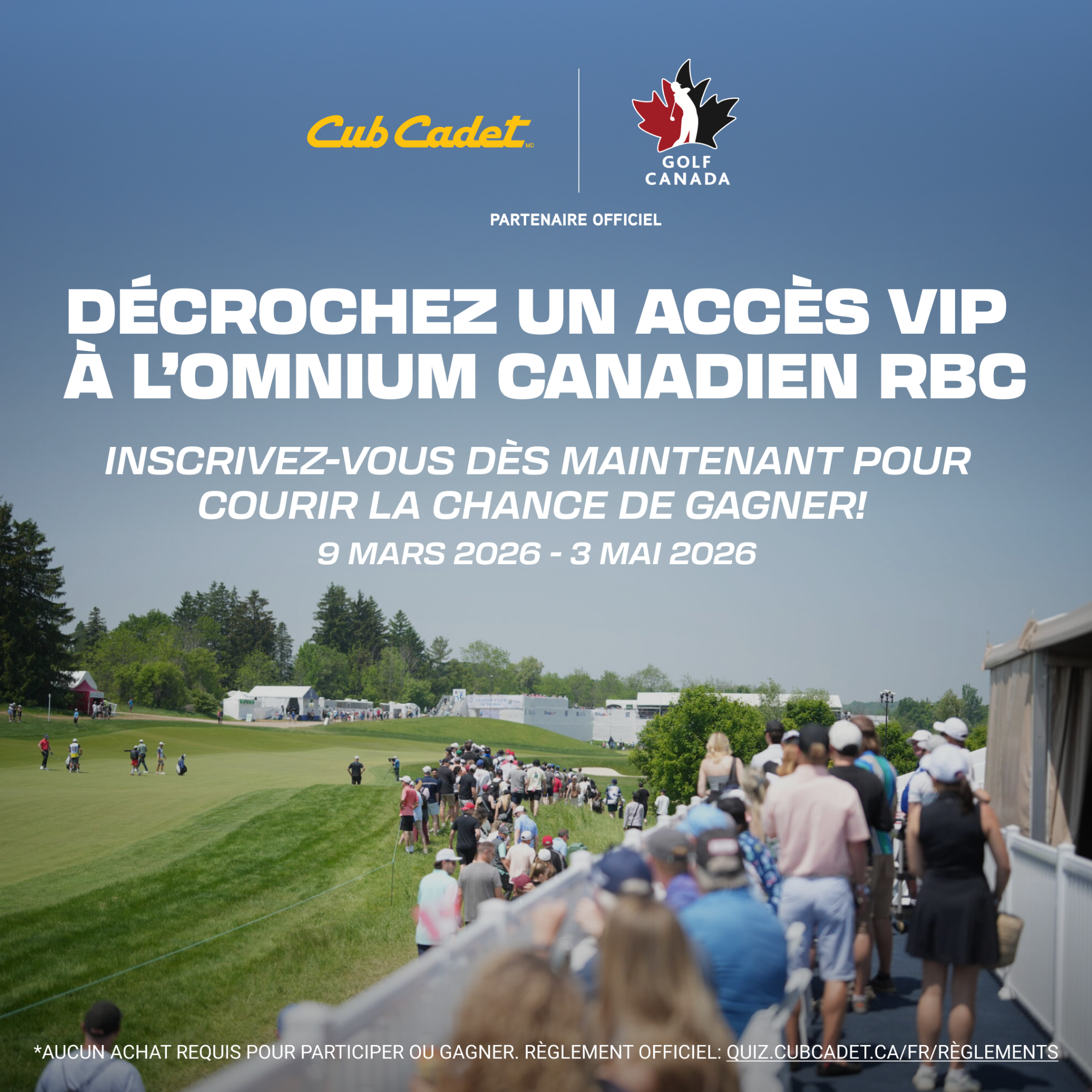 Cub Cadet Canada Facebook ad: Inscrivez-vous pour courir la chance de gagner