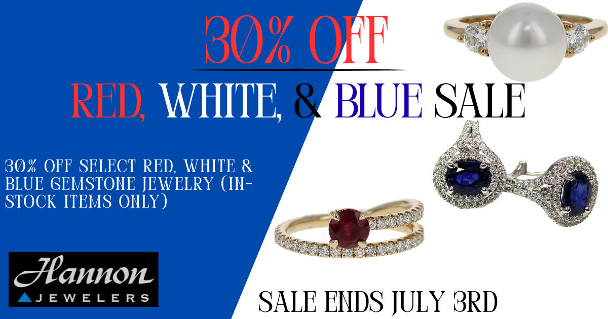 Hannon Jewelers Facebook ad: RED, WHITE & BLUE SALE
