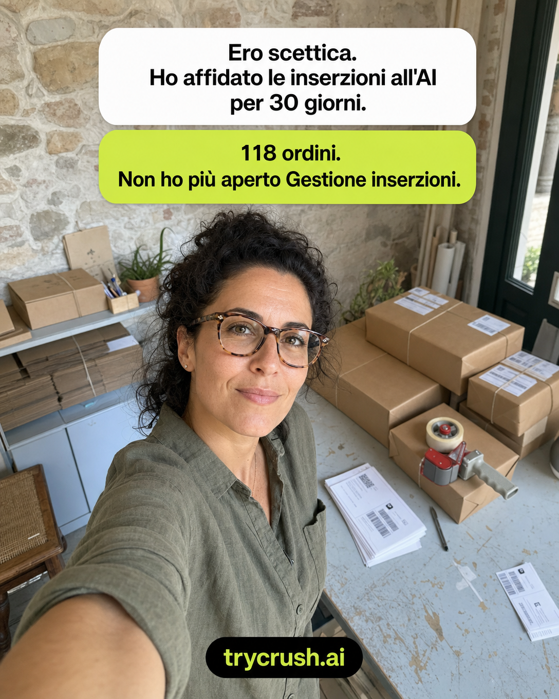 trycrush.ai Facebook ad: Ero scettica. 118 ordini dopo, non più.