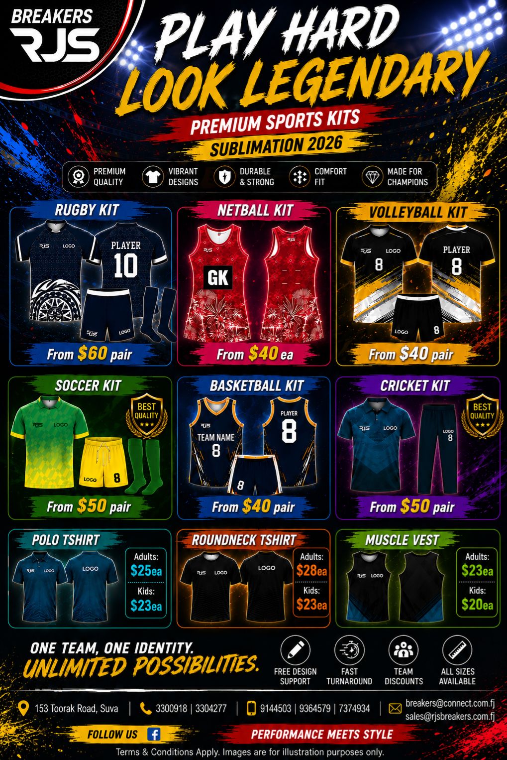 Breakers RJS Facebook ad: PLAY HARD, LOOK LEGENDARY!