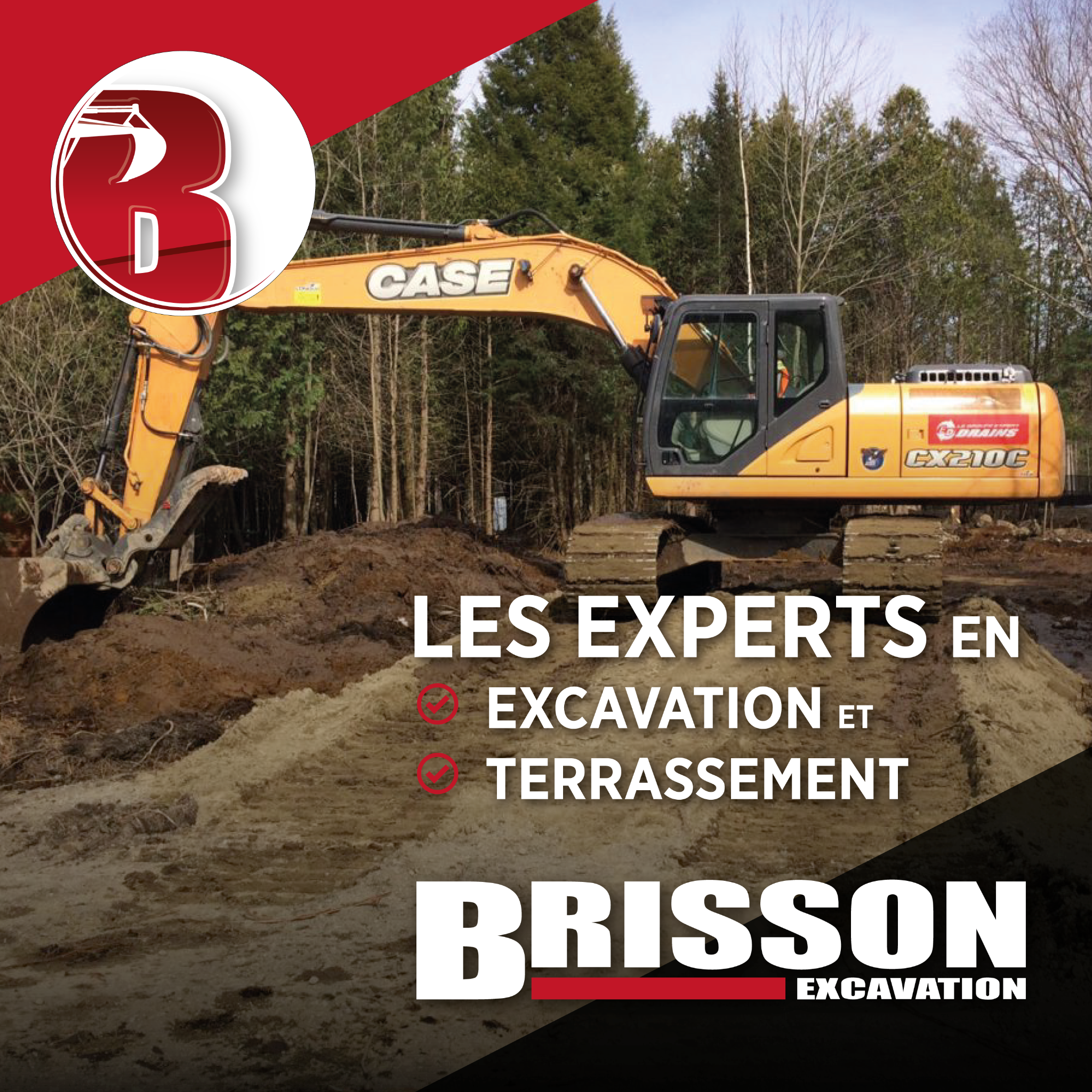 Brisson Excavation Facebook ad: Excavation et terrassement