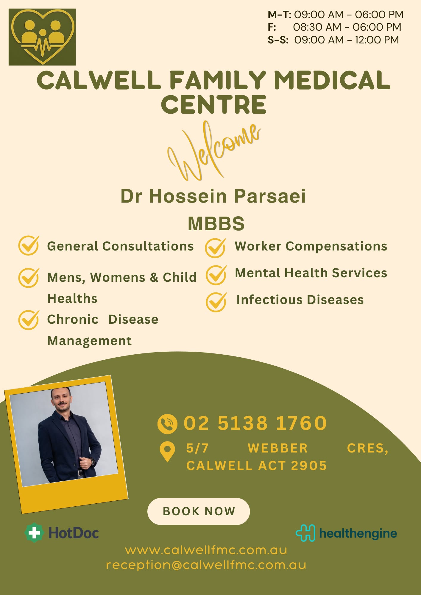 Calwell Family Medical Centre Facebook ad: Calwell Family Medical Centre is pleased to welcome…