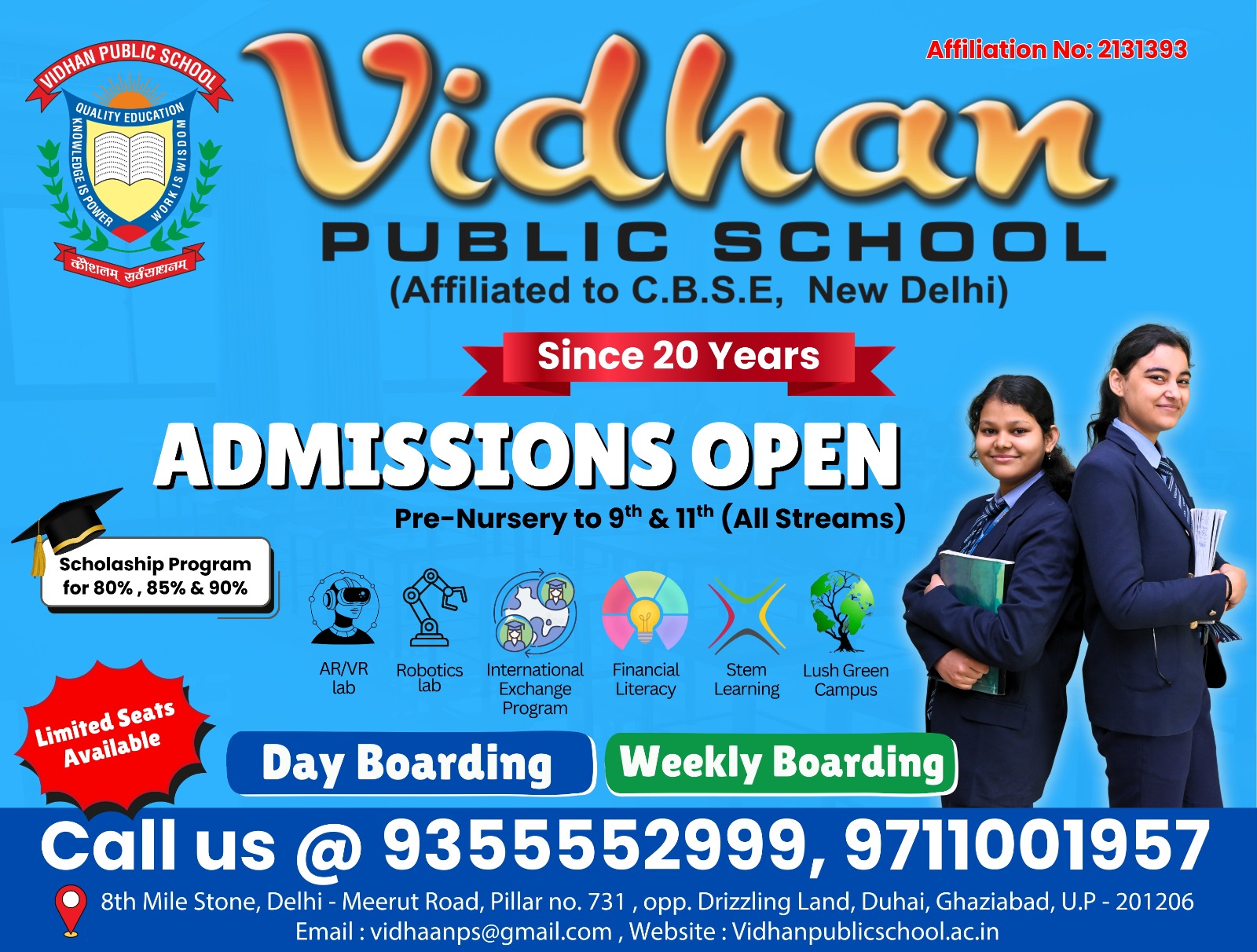 Vidhan Public School Facebook ad: Admissions Open 2026-27