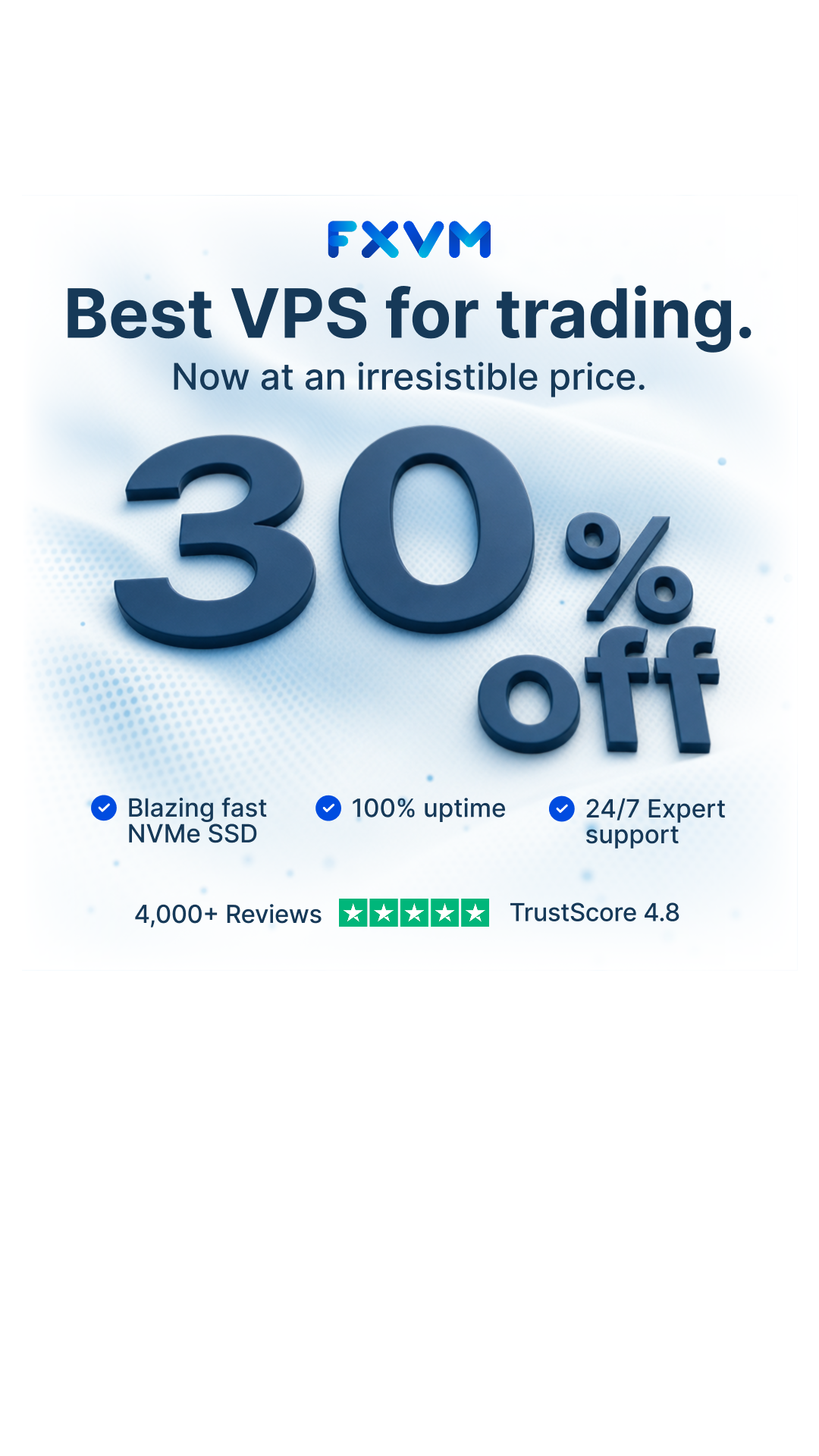 FXVM Facebook ad: Claim 30% Off for Life!