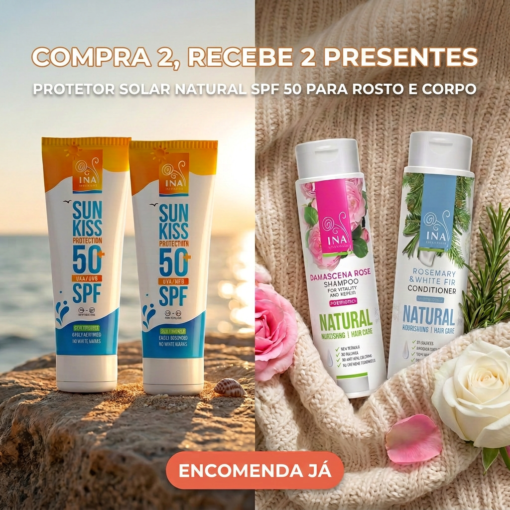 Cosméticos Orgânicos Familiares - InaEssentials.PT Facebook ad: Leva 2 e recebes 2 presentes