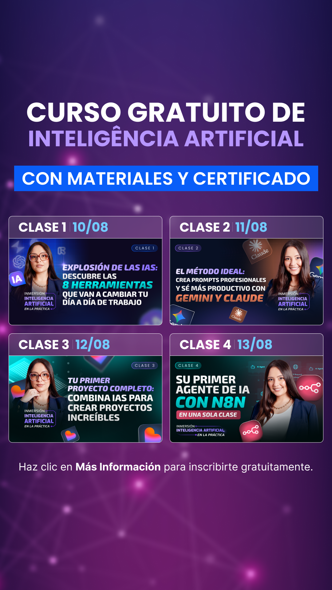 Daxus Latam IV Facebook ad: Inmersión en IA 100% GRATUITA y ONLINE