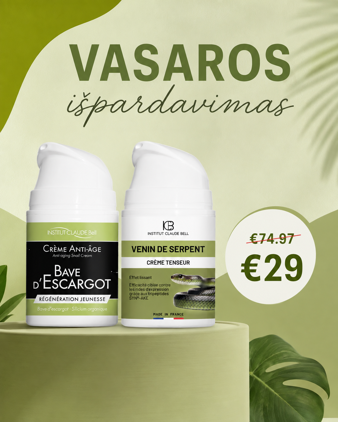 Kosmetikalt.lt Facebook ad: DIENAI + NAKČIAI, 2 kremai tik 29 €