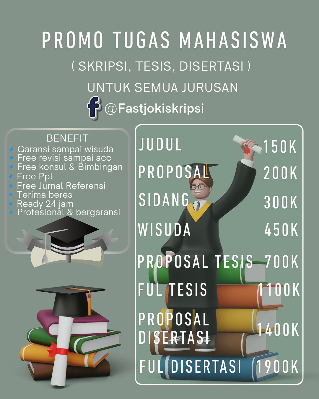 Fastjokiskripsi Facebook ad: Skripsi itu bukan tentang siapa yang paling pintar……