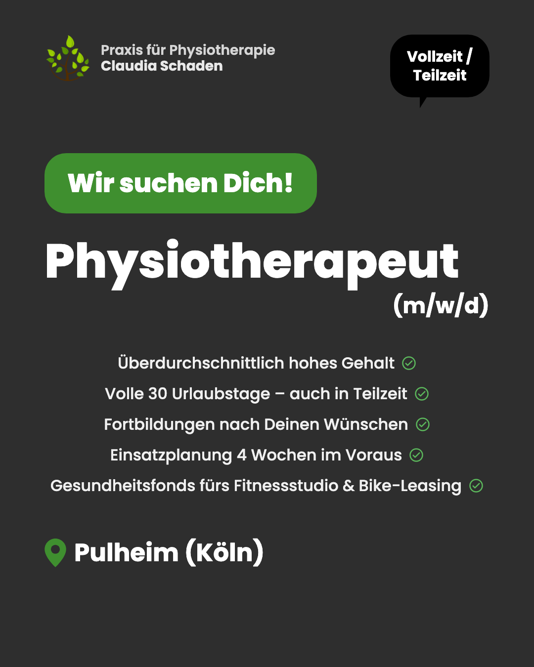 Physiotherapiepraxis Claudia Schaden - JOBS Facebook ad: Überdurchschnittliches Gehalt | 6 Wochen Urlaub |…