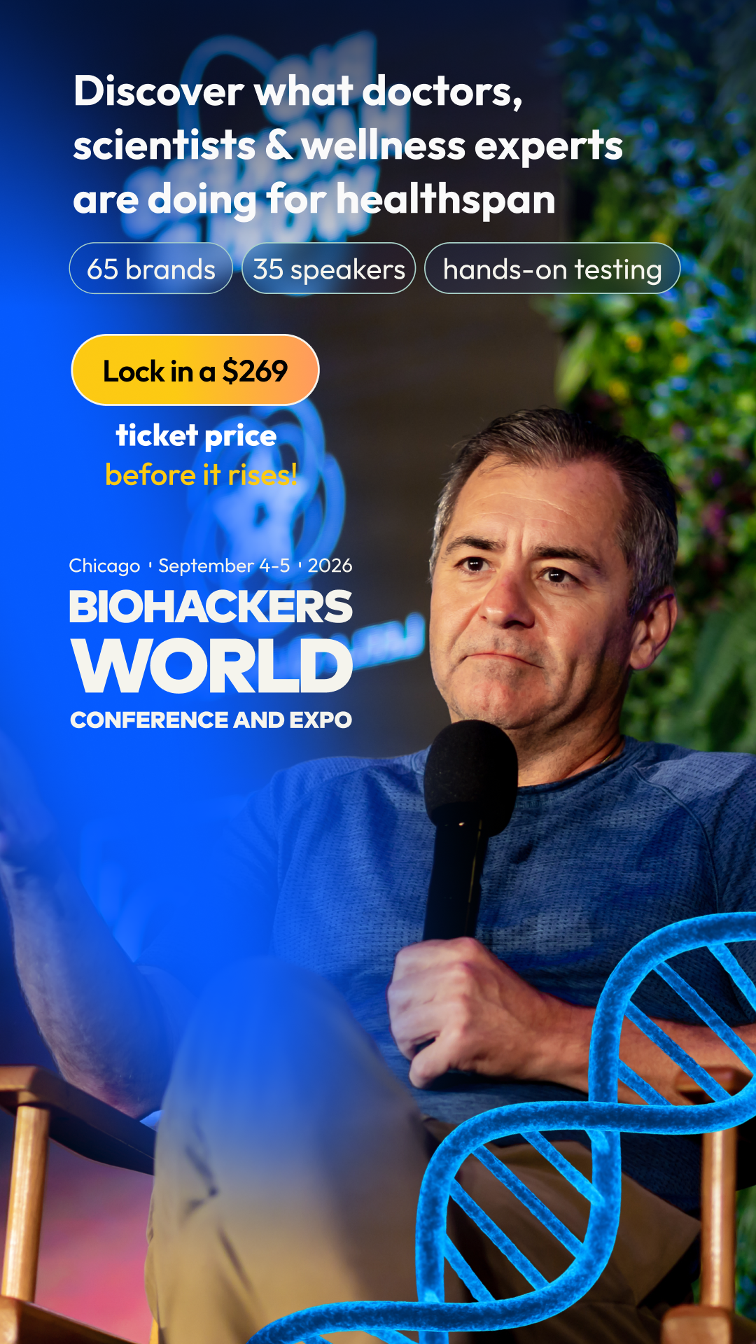Biohackers World Facebook ad: Buy Tickets