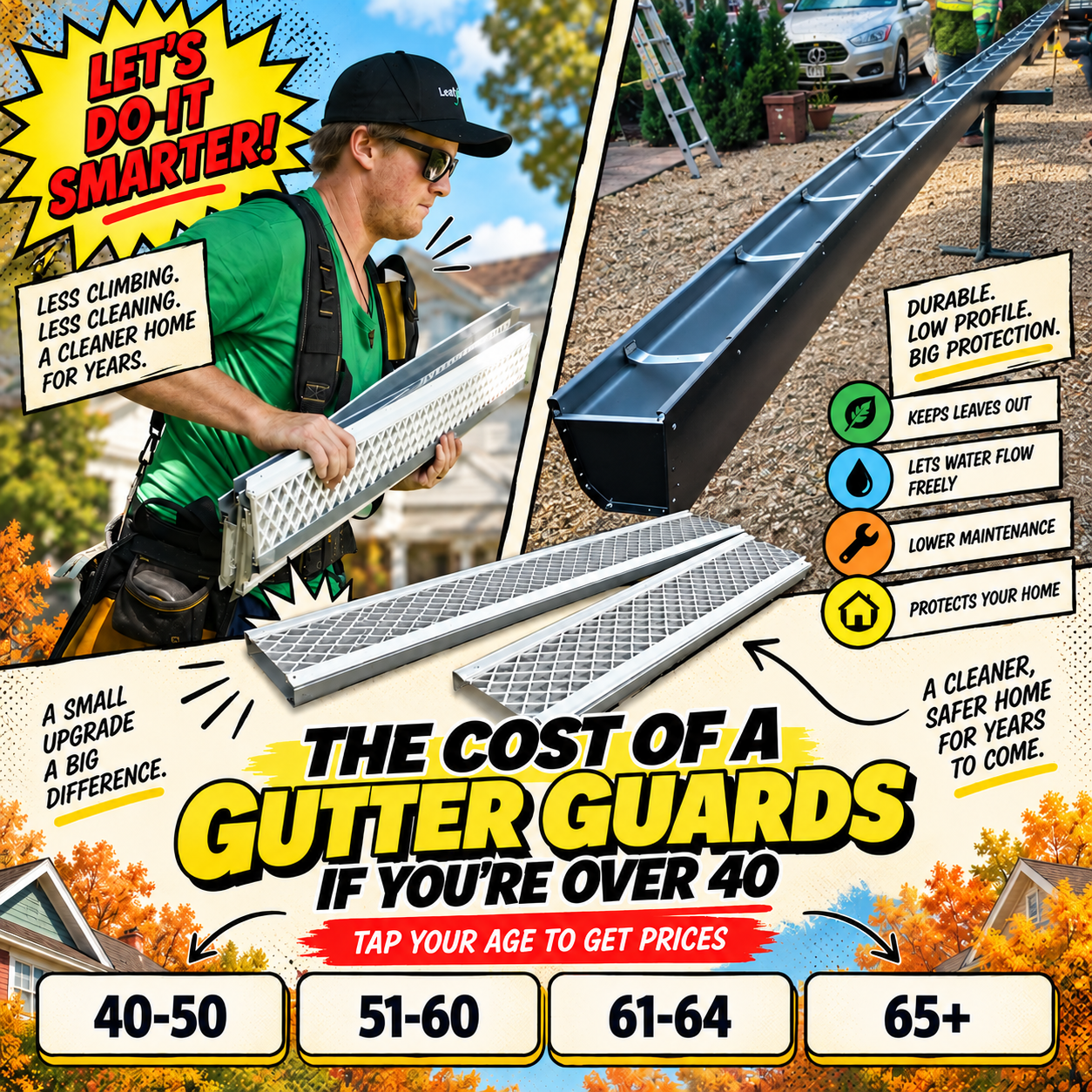 HomeBuddy.com Facebook ad: Here's The Cost To Cover 150 Feet Of Gutters In 1 Day