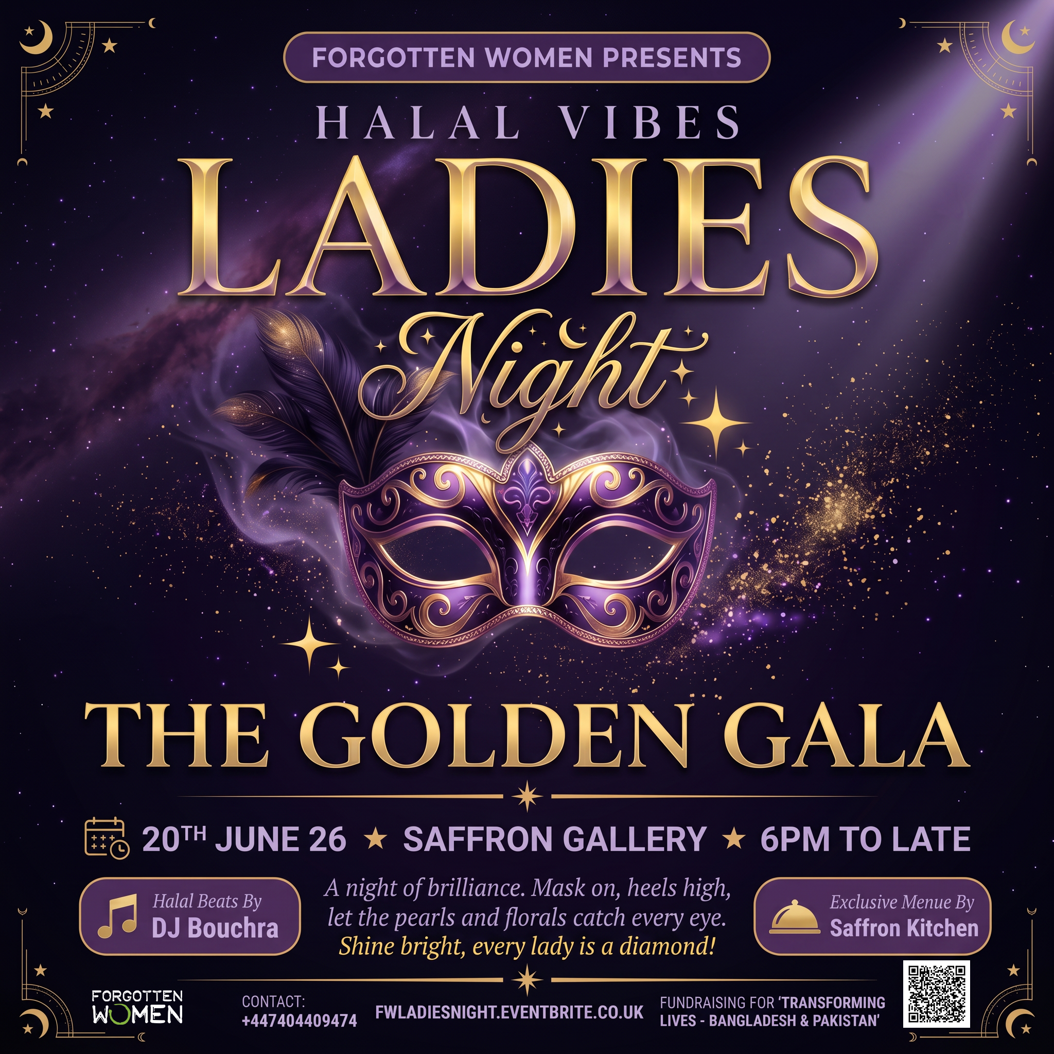 Eventsatforgottenwomen Facebook ad: Ladies Night: The Golden Gala (Halal Vibes)