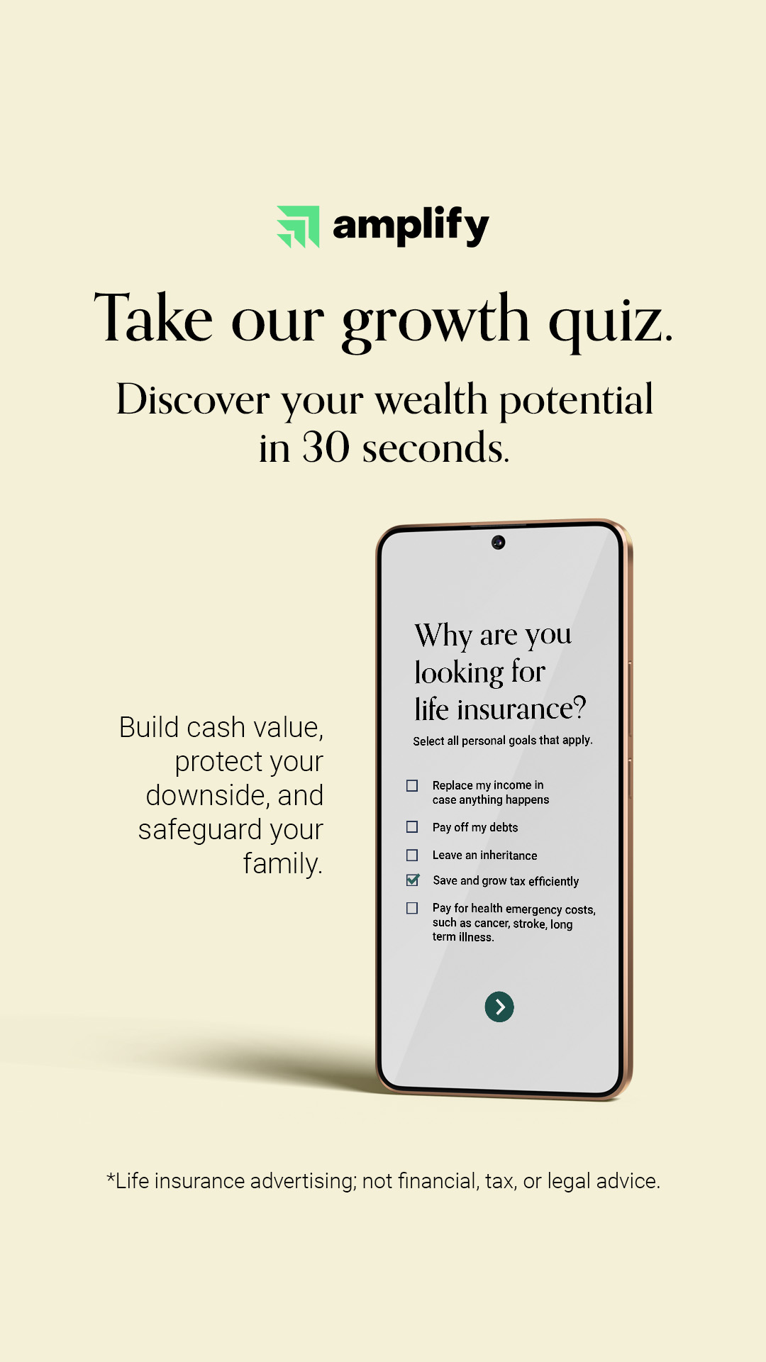 Amplify Life Insurance Facebook ad