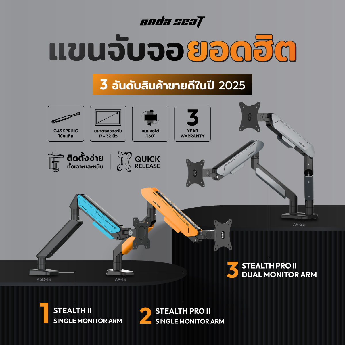 AndaSeat Thailand Facebook ad: 3 อันดับ ขายดีในปี 2025