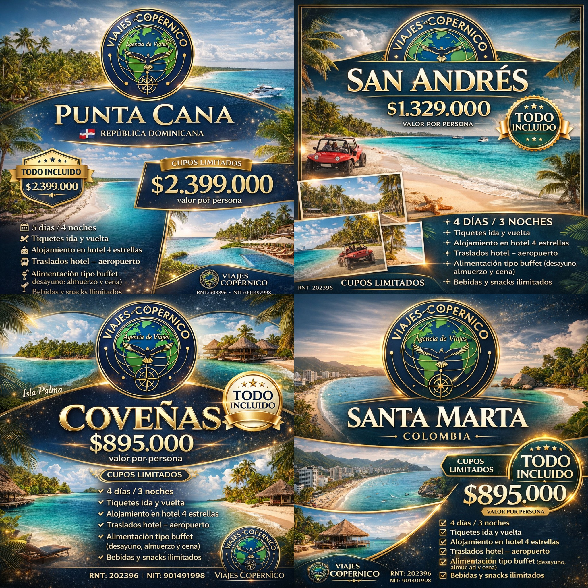 Viajes Copernico Facebook ad: 4 destinos, 4 experiencias inolvidables